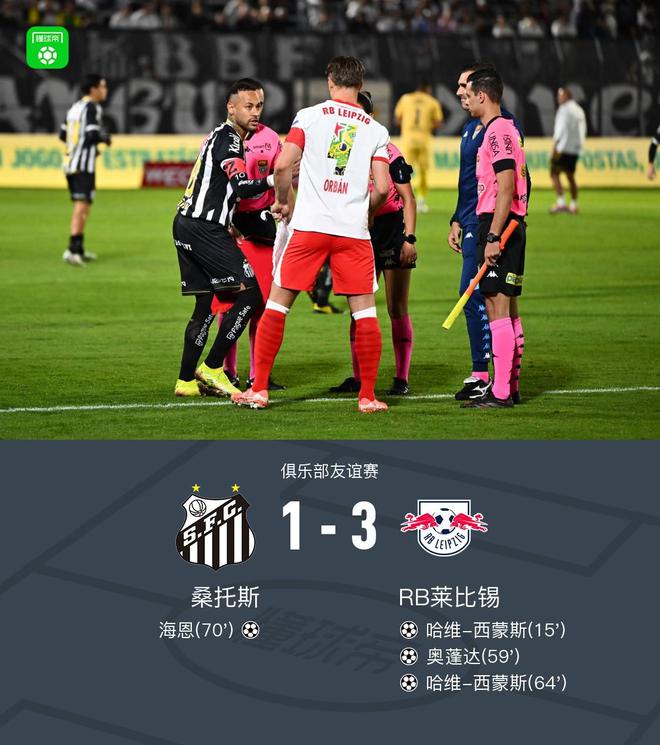 RB萊比錫勝桑托斯，哈維雙響，奧蓬達(dá)破門，3-1