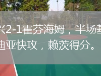 門興2-1霍芬海姆，半場基亞羅迪亞快攻，賴茨得分。